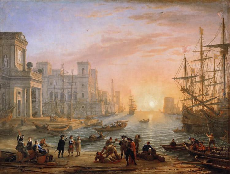 Claude Lorrain Seaport at Sunset (mk17) oil painting picture